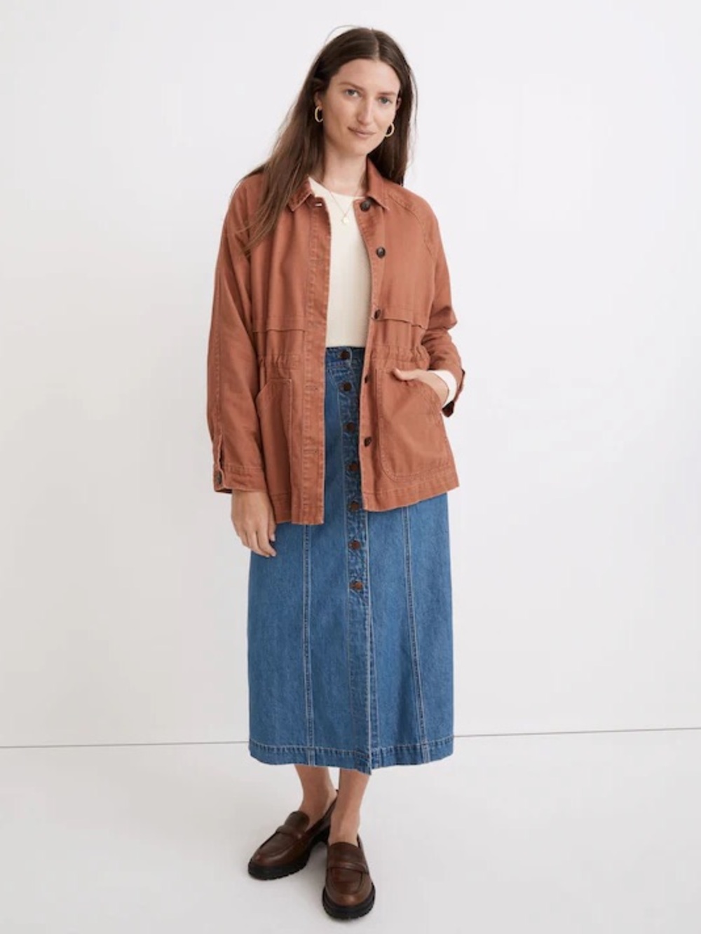 Madewell Ashgrove Chore Jacket in Warm Umber Rust Utility Jacket - Picture 7 of 8